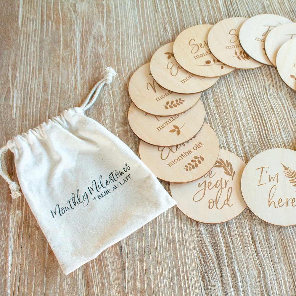 Bebe Au Lait Wooden Milestone Discs for Baby's First Year